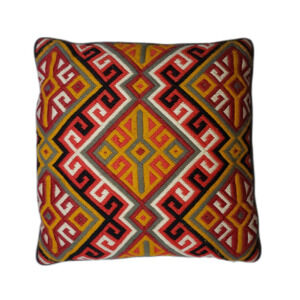 Vintage Aztec Tribal Emroirdered Decorative Square Throw Pillow